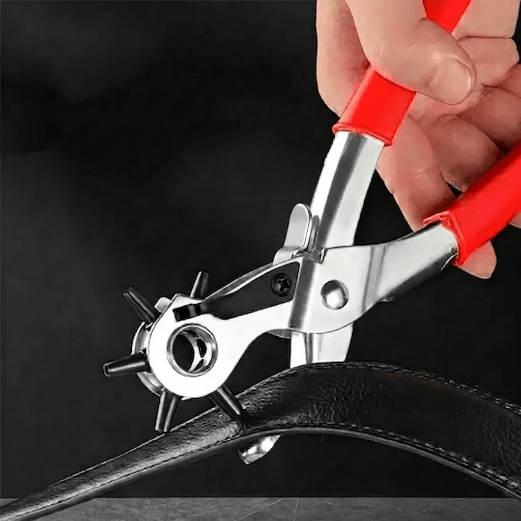 1个多功能皮革打孔器，易于使用的钢制打孔器，适合家庭使用 - 紅色 - 查看 1