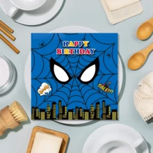 Marvel 20张蓝色蜘蛛侠城市剪影派对餐巾纸，超级英雄主题纸巾，生日用品 - 彩色 - 查看 3