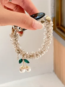1条女士夏季度假风多功能闪亮钻石链条表带，适用于Band 8 Pro/9 Pro、8/8 NFC/9/9 NFC/10/10 NFC、Watch4/Watch5 - 白色 - 查看 5