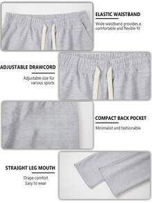 1pc Men's Loose Casual Solid Color Wide Leg Pants, With Drawstring Waist And Large Pockets, Suitable For Daily Walking, Work, Travel And Other Occasions - Grey - View 4