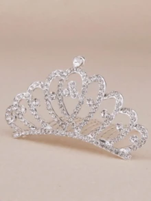 1pc Fashionable Modern Sparkling Full Rhinestone Elegant Shiny Crown Hair Clip, Suitable As Gift For Friends And Family For Parties, Festivals, And Daily Wear - Silver - View 3