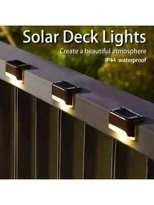 4/8/12 Pcs Solar Powered Stair Lights, Outdoor Stairway Lighting, Semi-Embedded Installation, Light Sensor Control, Nickel Battery, Plastic Lampshade, Solar Charging, Detachable Lamp, Installation Hardware Included - Multicolor - View 1