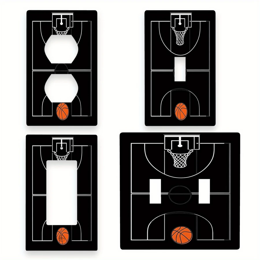 1 pieza/Set Panel decorativo de interruptor de policarbonato termoplástico con estampado de baloncesto, cubierta de toma de corriente resistente al calor y a la decoloración, panel de pared decorativo - multicolor - Ver 1