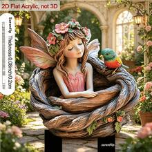 2D Acrylic Fairy Garden Stake, Enchanting Fairy & Bird Ornament For Courtyard, Suitable For Flower Beds And Patios, Compatible With Outdoor Use And Garden Decor - C - View 4