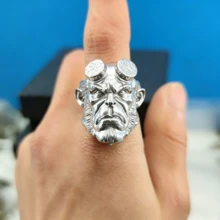 1个地狱男爵夸张蒸汽朋克猩猩头造型金属开口戒指 - 銀色 - 查看 8