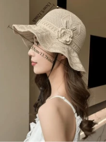 Mũ rộng vành họa tiết hoa mùa hè mới dành cho nữ, có thể gấp gọn, kiểu dáng xô, thời trang, chống tia UV, đa năng. - nhiều màu - Xem 9
