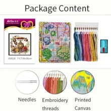 Vintage Telephone & Floral Cross Stitch Kit, Beginner Friendly DIY Embroidery Set, Light French Style Home Decor - Multicolor - View 4