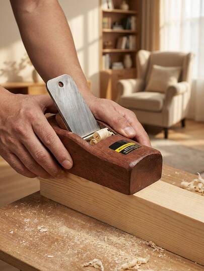 Compact Mini Ergonomic Wood Metal Hand Plane, Traditional Natural Wood Rectangular Sharp Blade Precision Trimming Shaping Woodworking Tool For DIY Carpenters Craft Home Improvement Essentials