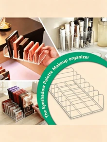 1pc Acrylic Transparent Storage Box, Desk Organizer For Office, Multifunctional Storage For Books, Notebooks, Files, Phones, Acrylic Desktop Display Rack, Also Suitable For Makeup Storage Like Eyeshadow Palette, 7-Grid Acrylic Shelf, Back To School Season - Seven-compartment Storage Box - View 7