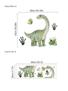 1 miếng dán tường hình khủng long bạo chúa Tyrannosaurus Rex, Triceratops, Pteranodon hoạt hình, cây nhiệt đới và khủng long hoạt hình, thích hợp cho phòng trẻ em, phòng chơi game, phòng ngủ, trường mẫu giáo, lớp học, bé trai và bé gái, ngày thiếu nhi. - Nhiều màu - Xem 13