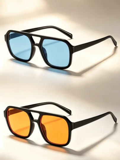 2/3pcs Women's Summer Square Fashion Glasses For Travel, Beach Vacations, Making You The Focus Of The Street