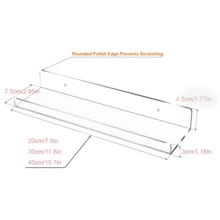 Conjunto de 2 Prateleiras Flutuantes Transparentes em Acrílico, 20/30/40cm, Organizador Invisível para Banheiro, com Parafusos e Ganchos Adesivos sem Furos Inclusos, Prateleira Transparente Antirriscos para Produtos de Beleza, Livros e Decoração. - Claro - Ver 3