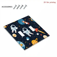 1pc [2D Printed] Astronaut Space Scene Wall Plate, Suitable For Light Switch And Outlet Cover, No Electricity Or Battery Required, Standard Installation, 2D Flat Pattern - Multicolor - View 9