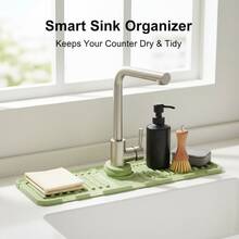 Faucet Mat For Kitchen Sink – Adjustable Silicone Sink Splash Guard With Fast Drying Properties , Perfect For Bathroom, Laundry & Bar, Durable Kitchen Sink Accessories Green - 綠色 - 查看 8