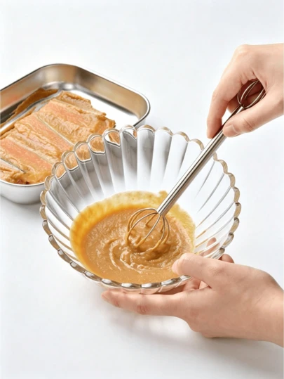 1pc Stainless Steel Miso Mixer, Dual-Head Manual Butter Whisk, Miso Stirrer, Egg Liquid Sauce Mixer, Dual-Head Measuring Cup Mixer, Coffee Milk Frother, Milk Mixer, Creative Kitchen Baking Tool, Suitable For Restaurant, Kitchen, Picnic, Bakery, Cafe, Cake Shop, Everyday Use