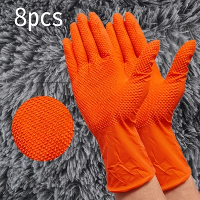 8 MIL dicke Nitrilkautschuk Haushaltsreinigungshandschuhe, wasserdicht, ölfest, strukturiert, puderfrei, latexfrei, S/M/L