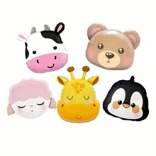 Bộ 5/6 bóng bay hình động vật - Gấu khổng lồ, Hươu cao cổ, Sư tử, Gấu Koala, Ếch, Nai, Báo bằng giấy bạc, bóng bay hình động vật rừng cho tiệc sinh nhật, tiệc mừng em bé, Halloween, trang trí Giáng sinh (Kiểu ngẫu nhiên) - Xem 8
