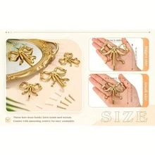 1/2/4pcs Gold Elegant Bow Wall Hooks, Metal Convenient Wall Hooks, Painted Finish, For Hanging Keys, Hats And Clothes, Entryway Storage, Wall Storage, Room Living Room Bedroom Bathroom Decoration, Princess Room - Multicolor - View 5