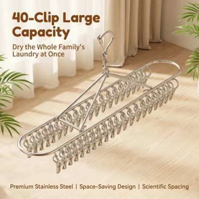 Giá phơi tất bằng thép không gỉ với nhiều kẹp, móc treo quần áo đa năng để phơi đồ lót, giá đựng đồ giặt ủi cho tủ quần áo, phòng tắm, ban công, giá treo gấp gọn di động nhanh khô với khung kim loại chắc chắn, hoàn hảo cho quần áo mỏng manh, đồ lót, tất và vớ.