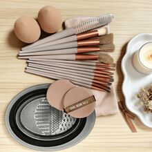 Bộ cọ trang điểm 13/14/19 món, bao gồm cọ phấn phủ, phấn mắt, phấn má hồng, che khuyết điểm, phù hợp cho người mới bắt đầu, quà tặng Ngày của Mẹ, mùa cưới. - Bộ cọ trang điểm màu nâu - Xem 4