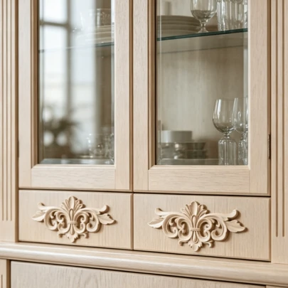 2件实木雕刻门芯花，家居装饰，适用于橱柜、门窗、家具、背景墙等装饰、节日装饰、DIY装饰。