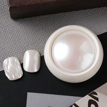 1件套白色贝壳仿珍珠美甲装饰套装，带有月光闪粉效果，适用于美甲和装饰设计，适合美甲用品，优雅美甲设计 - 彩色 - 查看 2