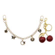 2pcs Set: Cherry Ornament And Sparkling Rhinestone Butterfly & Daisy Bag Charm Set. Includes 1 Red Cherry Keychain And Floral Decor - Fashionable DIY Handbag Accessories. Suitable For Travel Keychain, Travel Essentials, Bag Charm, Decorative Chain Or Wallet Accessories. Suitable For Various Occasions Such As Outings, Travel, Shopping, Work, Gifts, Parties, Etc. Mother Gifts - Multicolor - View 11