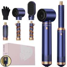 五合一美发造型工具套装 - 自动旋转卷发棒、直发梳、空气造型吹风机 - 美規A型插(110-127V) - 查看 14