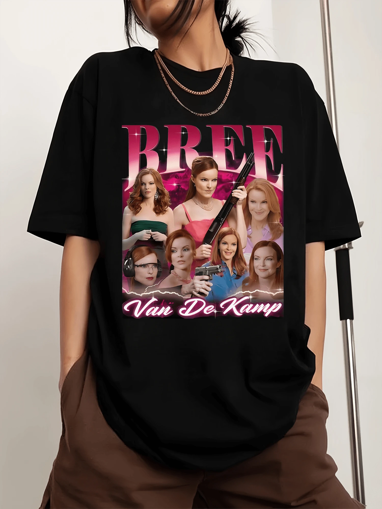 Bree Van De Kamp Fan Tees Printed Men's Sports T-Shirt With Crew Neck And Short Sleeves - Black - View 1