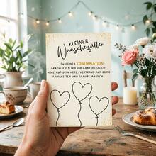 5 tấm thiệp chúc mừng lễ Thêm sức, thiệp chúc mừng "Người thực hiện điều ước" với hiệu ứng bóng bay, lời chúc phúc ấm áp bằng tiếng Đức, hoàn hảo cho lễ Thêm sức, lễ Rước lễ lần đầu, lễ tốt nghiệp hoặc bất kỳ dịp nào để nói "Hãy tin vào chính mình!" - Nhiều màu - Xem 5