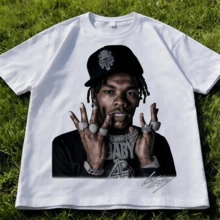 Lil Baby Signature Portrait T-Shirt | Unisex Hip-Hop Fan Shirt Black - White - View 9