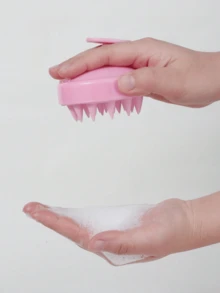1pc Silicone Massage Shampoo Brush, Hair Washing Comb Cleansing Bath Brush Hair Styling Tool - Pink - View 6