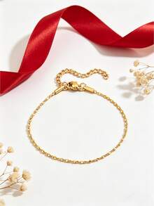 5pcs - Women's Lightweight Luxury Gold Stainless Steel Bracelet, Fade-Resistant Versatile Fine Chain, Unconventional Design For Layering, High-End Accessory Gift - Gold - View 6