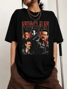 Negan Men's Sports T-Shirt With Crew Neck And Print, Short Sleeves - Black - View 1