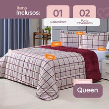 Queen Size 3 Piece Double Sided 400 Thread Count Printed Patchwork Blanket Kit Premium Bedding Soft Blanket - Burgundy - View 2