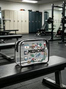 Transparent Medical Storage Bag, Waterproof PVC Travel Toiletry Bag, Mini Cosmetic Bag, Medical Bag, Travel Essentials, Zipper Portable Cosmetic Organizer Bag, Transparent PVC Toiletry Bag, Waterproof Storage Bag, Transparent Storage Bag, Cable And USB Port Storage Bag - Multicolor - View 3