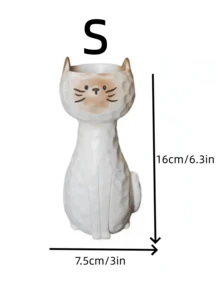 1个可爱猫咪花瓶花盆，卡通小猫花盆，室内外花园装饰，美观家居草坪庭院装饰礼品 - A - 查看 10
