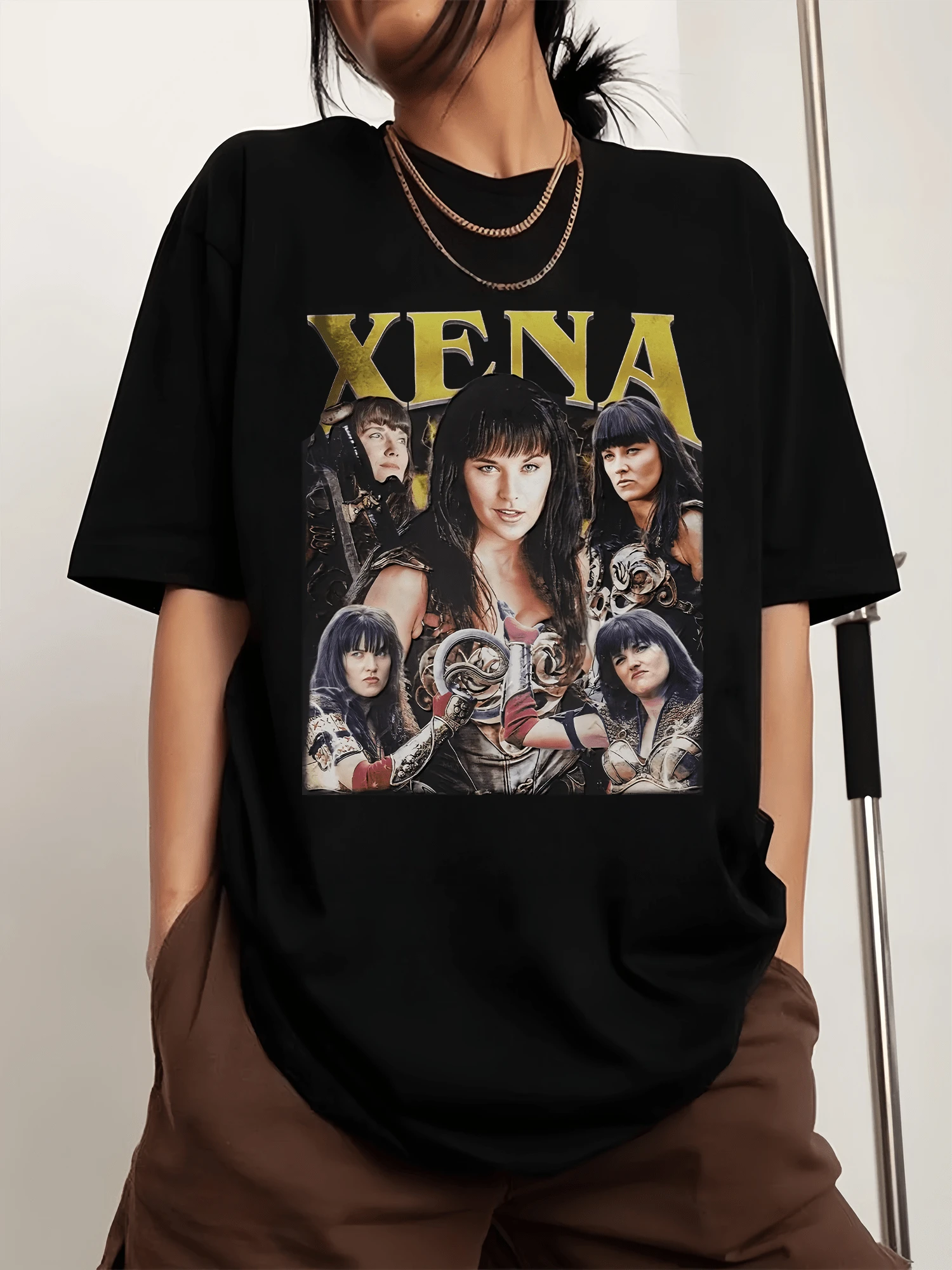 Xenas Warriors Princess Printed Men's Sports T-Shirt With Crew Neck And Short Sleeves - Black - View 1