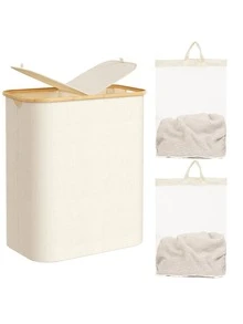 1pc Double-Layer Laundry Basket With Lid, Large Dirty Clothes Storage Basket, 2 Removable & Washable Inner Bags, Foldable Space-Saving Laundry Hamper For Bathroom, Bedroom, Laundry Room, Dorm - Multicolor - View 16