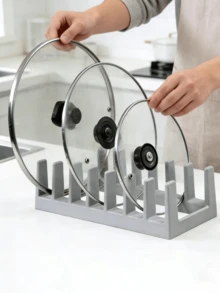 1 pieza Estante de almacenamiento multifuncional: Soporte para tapas, Estante para utensilios, Soporte para cucharones, Organizador de tablas de cortar, Estantería para libros. Conveniente para almacenar y escurrir tapas, cucharones, adecuado para cocina moderna, estudio y escenarios de organización de la cocina. - Multicolor - Ver 7