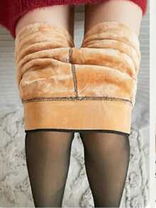 WD VESTUARIOS Sheer Fleece-Lined Tights For Cold Weather RWX-006 - 米色 - 查看 2