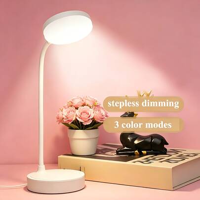 1pc Minimalist Desk Lamp With Goose Neck Design, Artistic Decorative Lighting | LED Eye-Care Lamp, USB Powered, Suitable For Nighttime Reading And Home Use, Reading Lamp, Adjustable 3 Color Temperature Modes - Soft Night Light For Living Room & Bedroom