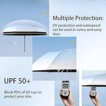 5 Colores Paraguas Totalmente Automático de 12 Varillas con Degradado, Apertura/Cierre Automático, Protección Solar y de Lluvia, Portátil y Ligero, Impermeable y a Prueba de Viento, Diseño de Degradado de Moda, Adecuado para Senderismo y Mochilero - A - Ver 7