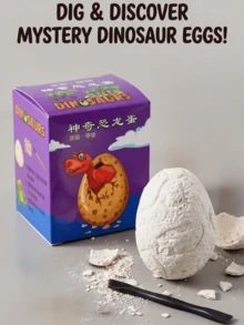 1个随机款式恐龙化石蛋，恐龙挖掘玩具，益智玩具，礼物，创意学生礼物，适合派对、生日和节日礼物 - 彩色 - 查看 2