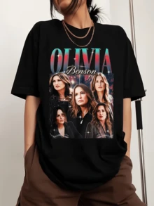 OLIVIA BENSON Men's Sports T-Shirt With Round Neck And Print, Short Sleeves - Black - View 6