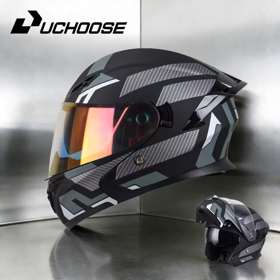 High Quality DOT Motorcycle Helmet Four Seasons Motocross Racing Modular Flip Up Casco Men Women Off Road Helmet Unmasked - 戰艦-極光紅 - 查看 1