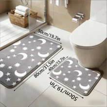Bộ 2 thảm nhà vệ sinh hình sao và trăng phát sáng trong bóng tối, thảm chữ U chống trượt, thấm hút nước, có thể giặt được. - Bộ hai món phát sáng trong bóng tối - Xem 10