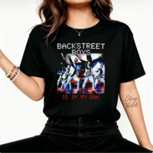 T-shirt unisexe oversize à manches courtes, style streetwear décontracté, en coton doux et respirant, 100 % pur coton. Inspiré du légendaire boys band des années 90, Howie D, Brian Littrell, AJJ McLean, Nick Carter et Kevin Richardson. Un style pop classique et nostalgique, idéal pour les fans. Disponible en grandes tailles. - Noir - Voir 1