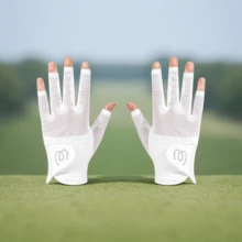 Women's Golf Gloves, Fingerless, Anti-Slip & Durable - White - View 2