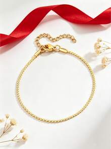 5pcs - Women's Lightweight Luxury Gold Stainless Steel Bracelet, Fade-Resistant Versatile Fine Chain, Unconventional Design For Layering, High-End Accessory Gift - Gold - View 8